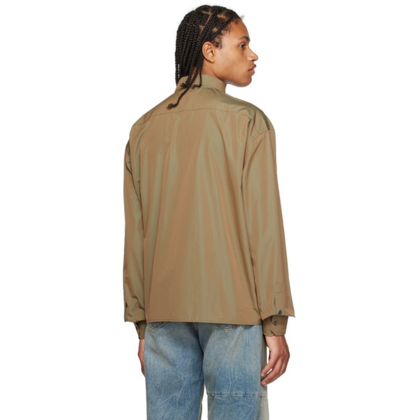  T/SEHNE Khaki Fold-Up Shirt 232612M192003