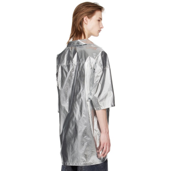  T/SEHNE Silver Asymmetric Slash Shirt 241612M192005