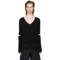 T/SEHNE Black Ribbed Sweater 241612M206002