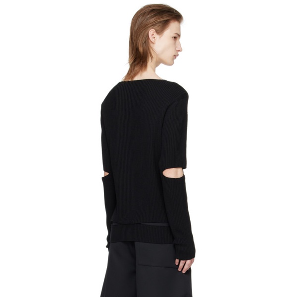  T/SEHNE Black Ribbed Sweater 241612M206002