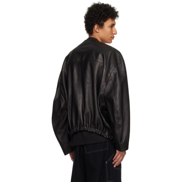  T/SEHNE Black Lock Leather Jacket 241612M181002