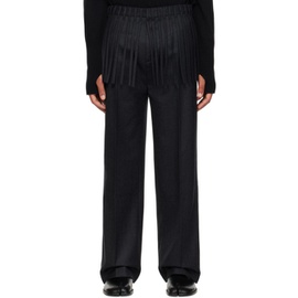 T/SEHNE Gray Fringed Trousers 232612M192000