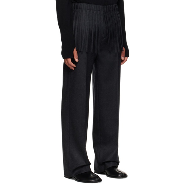  T/SEHNE Gray Fringed Trousers 232612M192000