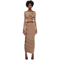 TYRELL SSENSE Exclusive Brown Blouse & Midi Skirt Set 231034F054010