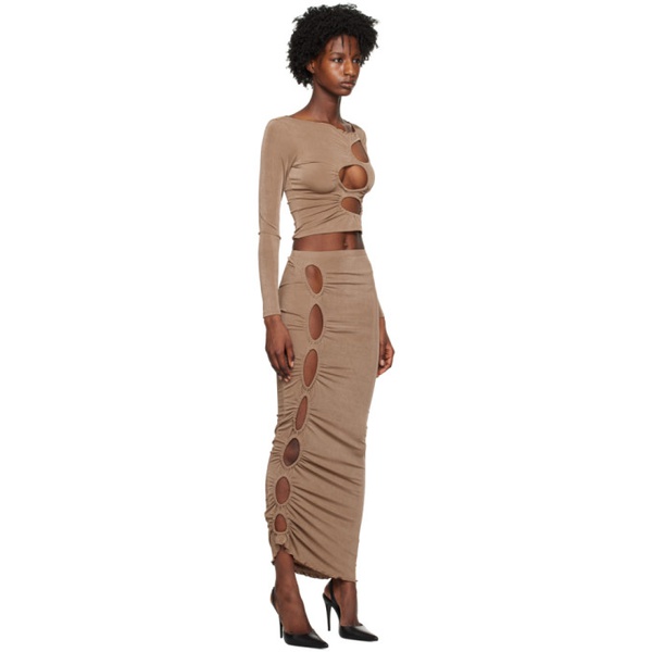  TYRELL SSENSE Exclusive Brown Blouse & Midi Skirt Set 231034F054010