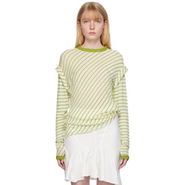 Talia Byre Green & White Striped Long Sleeve T-Shirt 241258F110001
