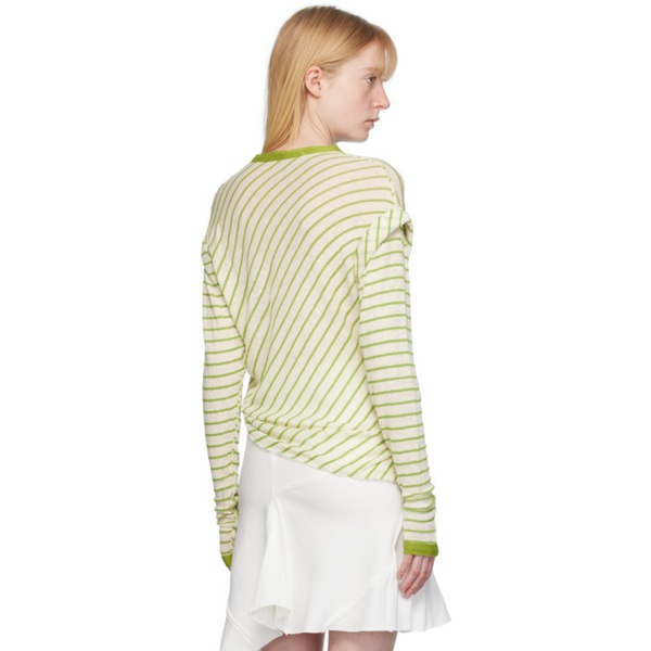  Talia Byre Green & White Striped Long Sleeve T-Shirt 241258F110001