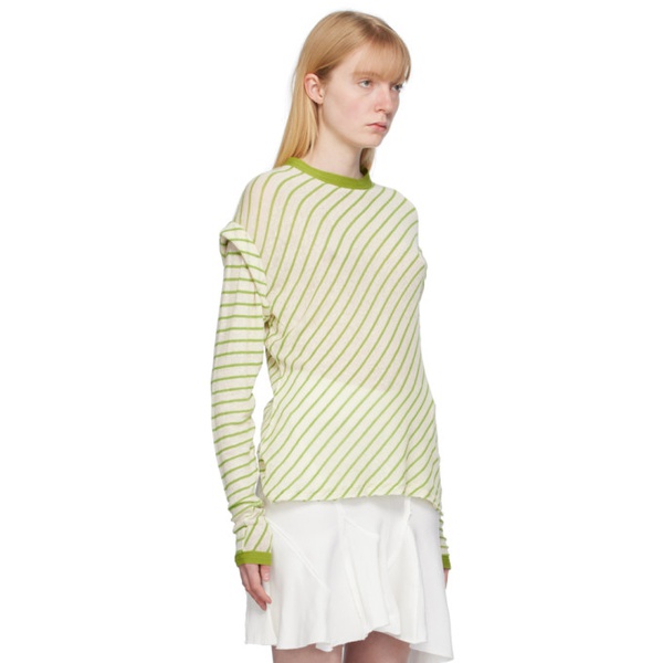  Talia Byre Green & White Striped Long Sleeve T-Shirt 241258F110001