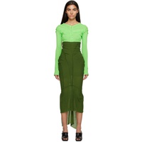 Talia Byre Green Fishtail Maxi Skirt 231258F093000