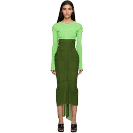 Talia Byre Green Fishtail Maxi Skirt 231258F093000