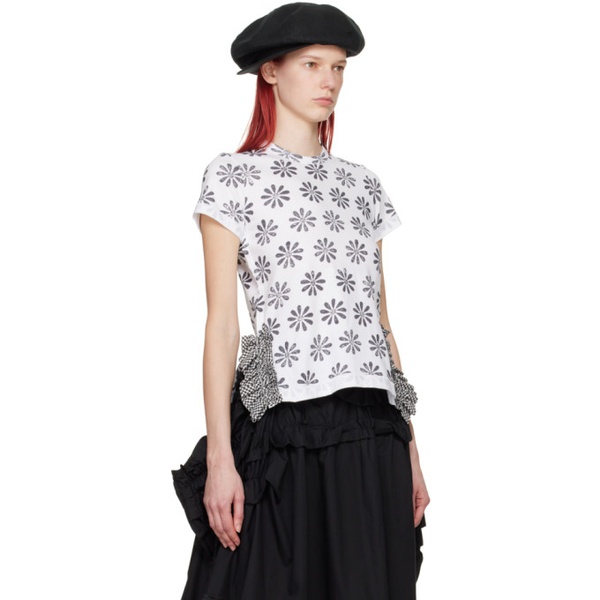  Tao Comme Des Garcons White & Black Floral T-Shirt 241244F110002