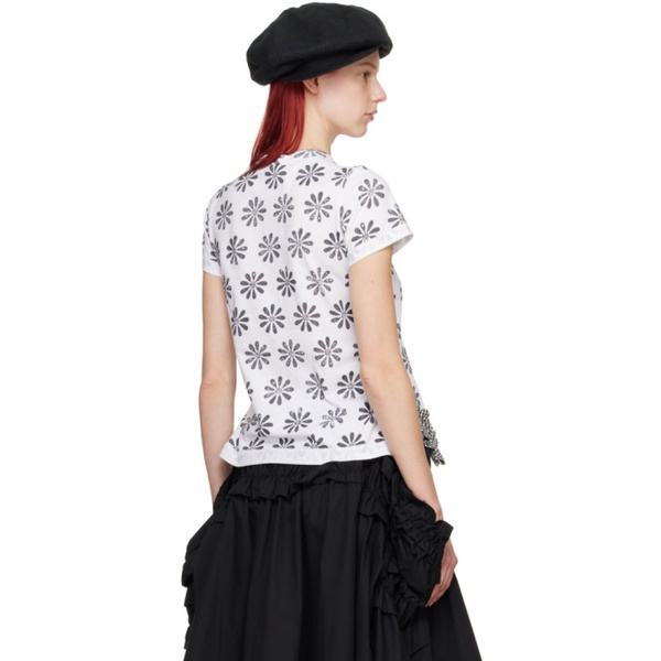  Tao Comme Des Garcons White & Black Floral T-Shirt 241244F110002
