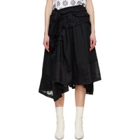 Tao Comme Des Garcons Black Ruffled Midi Skirt 241244F092006