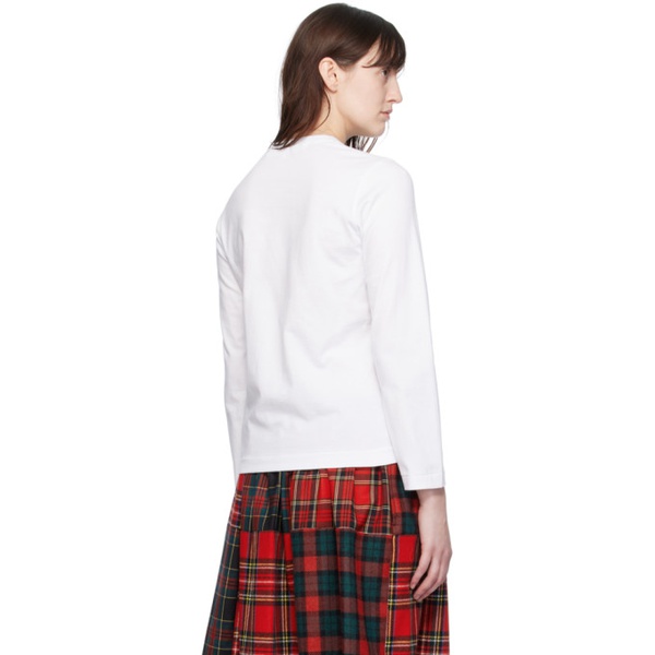  Tao Comme Des Garcons White Check Long Sleeve T-Shirt 232244F110000