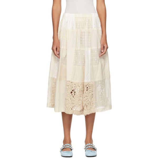  Tao Comme Des Garcons 오프화이트 Off-White Patchwork Midi Skirt 241244F092009