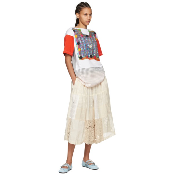  Tao Comme Des Garcons 오프화이트 Off-White Patchwork Midi Skirt 241244F092009