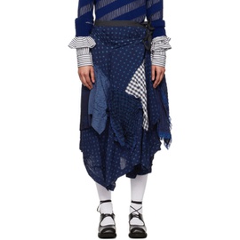 Tao Comme Des Garcons Navy Patchwork Midi Skirt 241244F092002