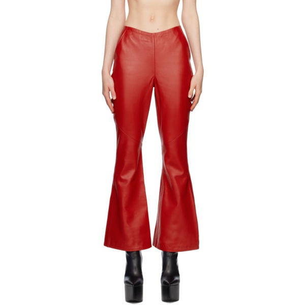  Tara Hakin SSENSE Exclusive Red Leather Trousers 231095F087000