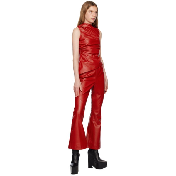  Tara Hakin SSENSE Exclusive Red Leather Trousers 231095F087000