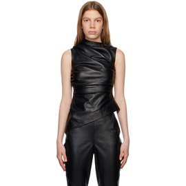 Tara Hakin SSENSE Exclusive Black Leather Blouse 231095F107001