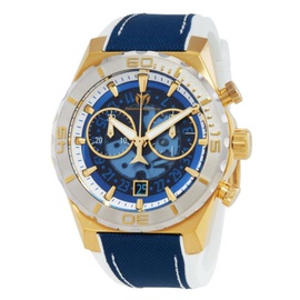 Technomarine MEN'S Reef Chronograph Silicone with a Blue Nylon Top Blue (Translucent) Dial Watch TM-519007