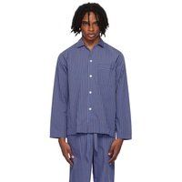 테클라 Tekla Blue & Brown Long Sleeve Pyjama Shirt 242482M218034