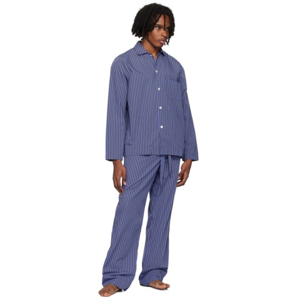  테클라 Tekla Blue & Brown Long Sleeve Pyjama Shirt 242482M218034