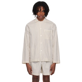 테클라 Tekla Brown & 오프화이트 Off-White Long Sleeve Pyjama Shirt 242482M218038