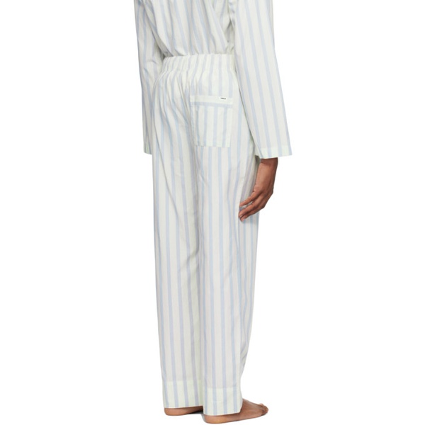  테클라 Tekla White & Blue Drawstring Pyjama Pants 242482M218026