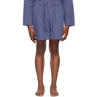 테클라 Tekla Brown & Blue Drawstring Pyjama Shorts 242482M218014