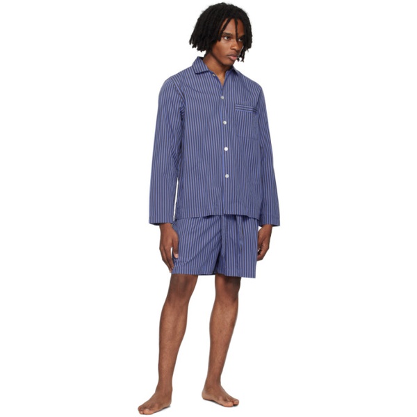  테클라 Tekla Brown & Blue Drawstring Pyjama Shorts 242482M218014