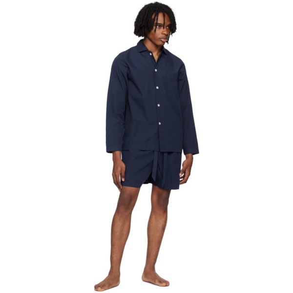  테클라 Tekla Navy Drawstring Pyjama Shorts 242482M218023
