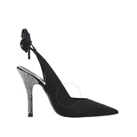 더 아티코 The Attico Ladies Venus Satin Slingback Pumps 231WS032-SILVER/BLACK