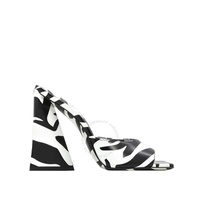 더 아티코 The Attico Ladies Devon Zebra Print Heel Mule 231WS000-WHITE/BLACK