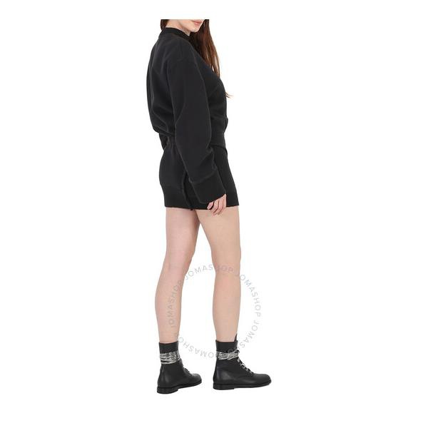  더 아티코 The Attico Long-Sleeve Ivory Mini Dress In Black 231WCA162-BLACK