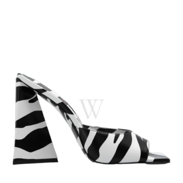  더 아티코 The Attico Ladies Devon Zebra Print Heel Mule 231WS000-WHITE/BLACK