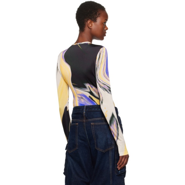  더 아티코 The Attico Multicolor Waves Long Sleeve T-Shirt 232528F110002