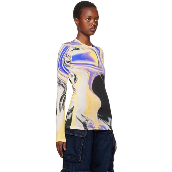  더 아티코 The Attico Multicolor Waves Long Sleeve T-Shirt 232528F110002