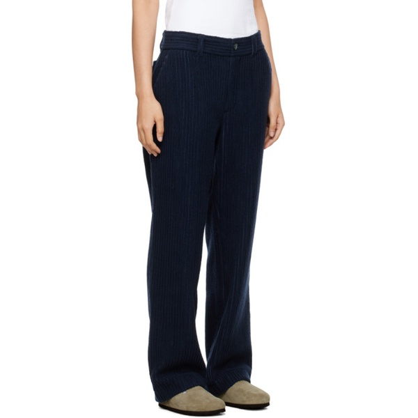  더 엘더 스테이츠먼 The Elder Statesman Navy Cuddle Trousers 232014F087002