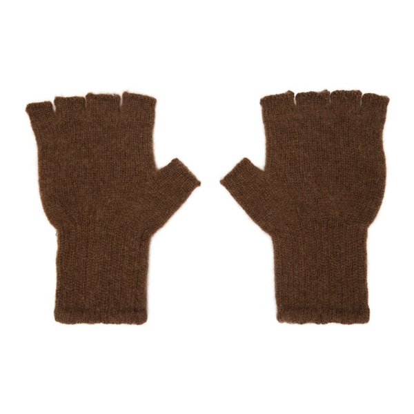  더 엘더 스테이츠먼 The Elder Statesman Brown Heavy Fingerless Gloves 232014M135006