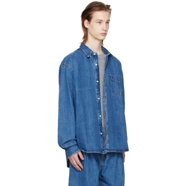  프랭키 샵 The Frankie Shop Blue Sinclair Denim Shirt 241115M192015