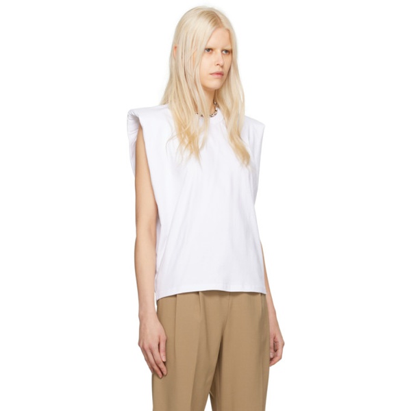 프랭키 샵 The Frankie Shop White Eva T-Shirt 241115F110003