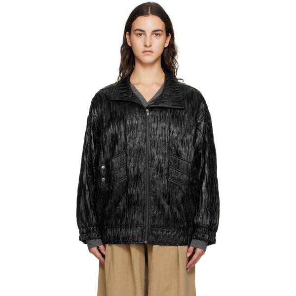  The Garment Black Boy Faux-Leather Jacket 232364F063007