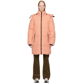 베리 웜 The Very Warm Pink Long Hooded Puffer Jacket 222371F061015