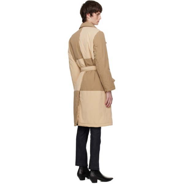  The World Is Your Oyster Beige Patchwork Coat 222865M176001