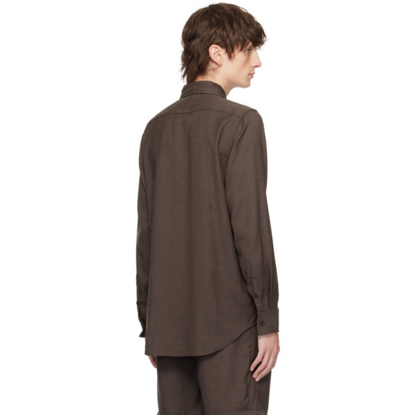  The World Is Your Oyster Brown Button Shirt 232865M192003