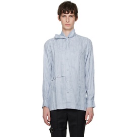 The World Is Your Oyster Blue Self-Tie Shirt 222865M192000