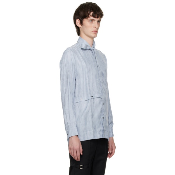  The World Is Your Oyster Blue Self-Tie Shirt 222865M192000