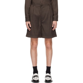 The World Is Your Oyster Brown Belted Shorts 232865M193000