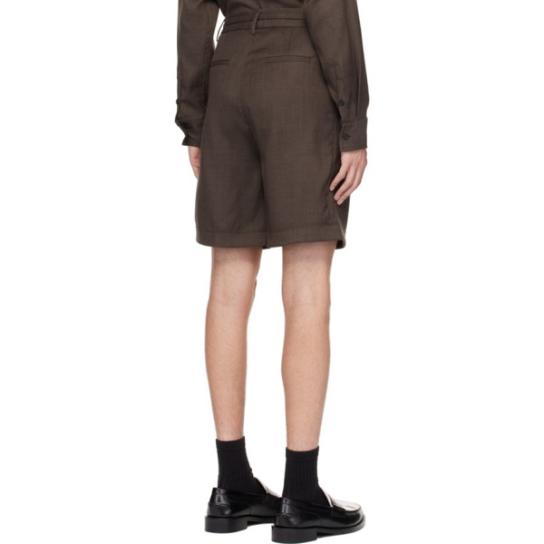  The World Is Your Oyster Brown Belted Shorts 232865M193000